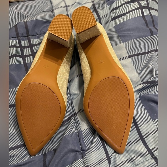 Brand New Heel The World Women's High Chunky Block Closed Toe Heels SPARKLY - Picture 5 of 6